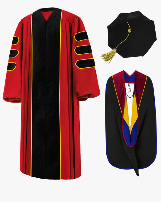 Custom Deluxe Doctoral Gown, Tam & Hood Package - Graduation Gown