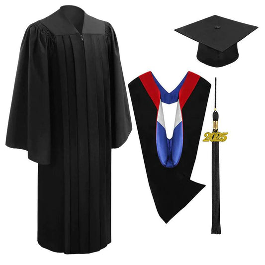 Deluxe Black Bachelors Cap, Gown & Hood Package - Graduation Gown