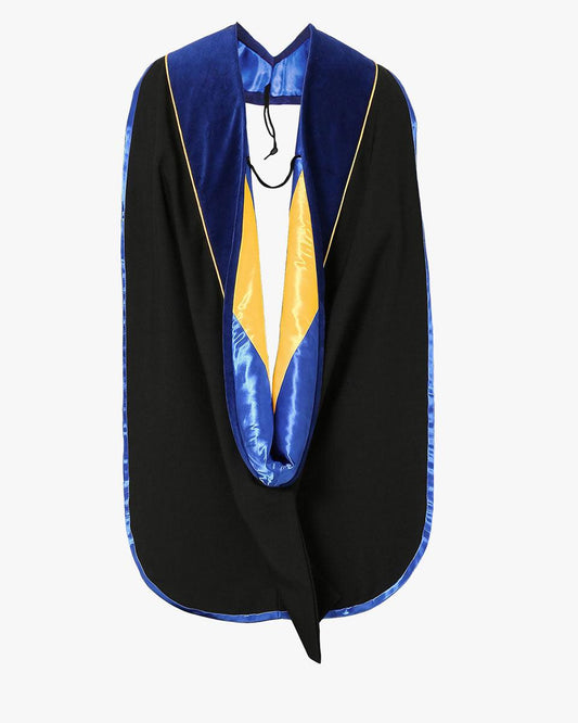 Deluxe PHD Doctoral Hood with Gold Piping - 10 Color Combinations Available - Graduation Gown