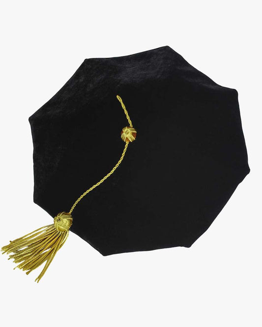 Black Deluxe Doctorate Tam – 4-6-8 Sided Available - Graduation Gown
