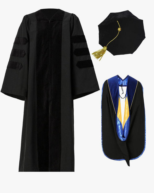 Economy Doctoral Graduation Gown, Tam & Hood Package - Graduation Gown