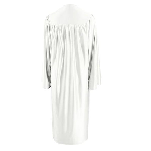 Shiny White High School Gown - Graduation Gown