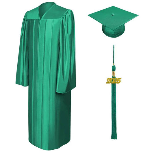 Shiny Emerald Green High School Cap & Gown - Graduation Gown