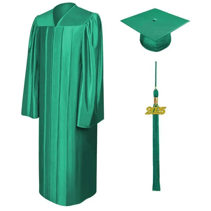 12 Colors Shiny High School Graduation Cap and Gown - Graduation Gown