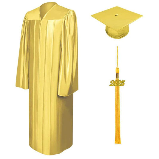 Shiny Gold High School Cap & Gown - Graduation Gown