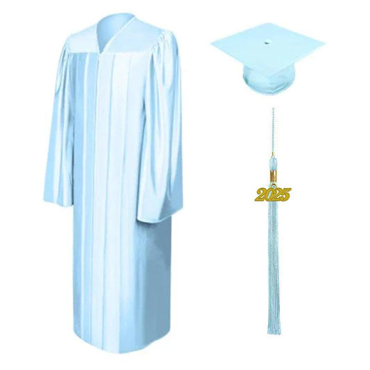 Shiny Light Blue Junior High/Middle School Cap & Gown - Graduation Gown