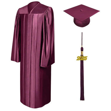 Shiny Maroon Elementary Cap & Gown - Graduation Gown