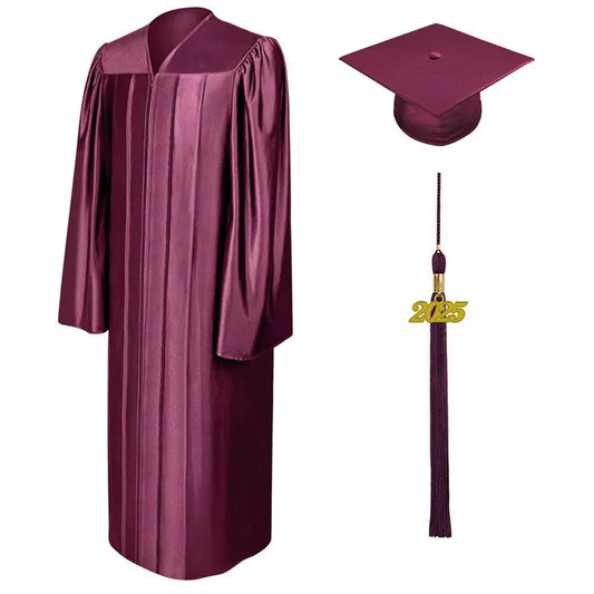 Shiny Maroon Bachelors Academic Cap & Gown - Graduation Gown