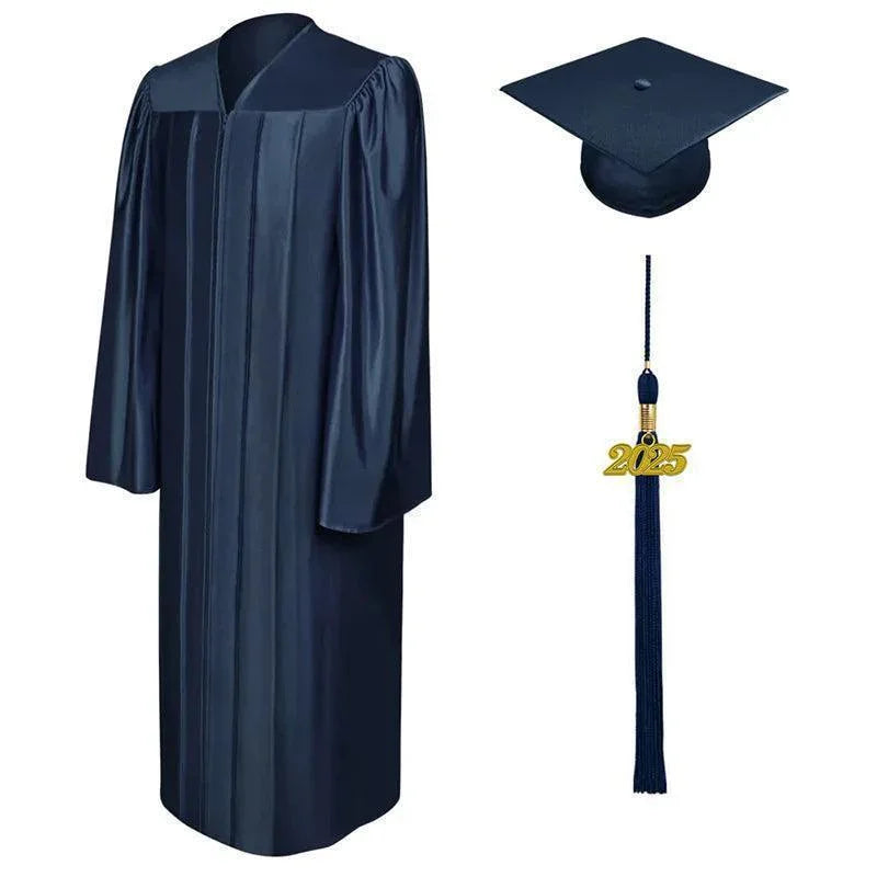 12 Colors Shiny High School Graduation Cap and Gown - Graduation Gown