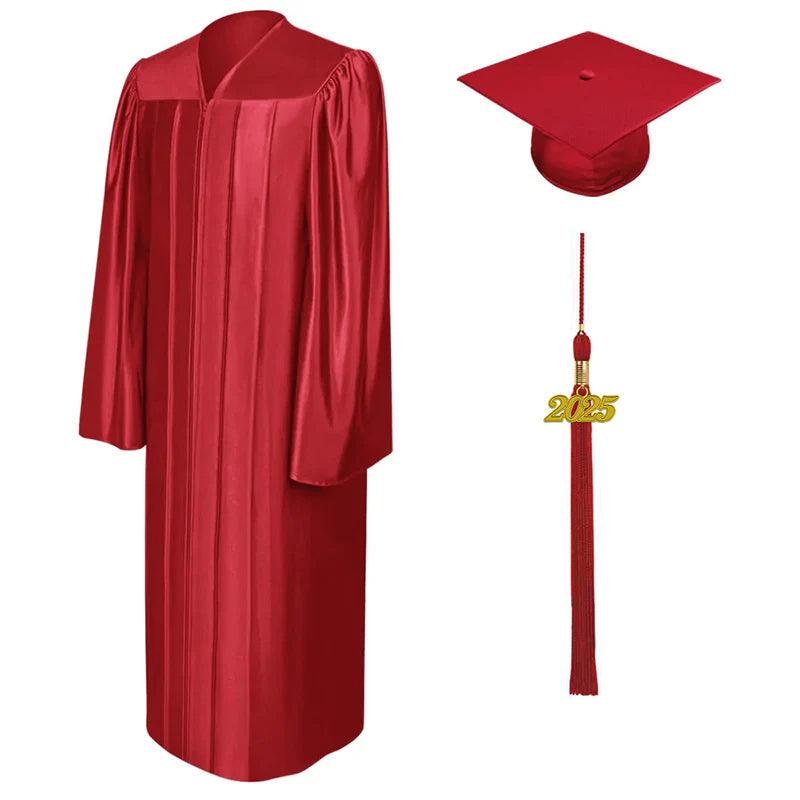 Shiny Red Elementary Cap & Gown - Graduation Gown
