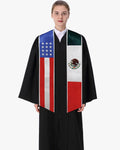 7 Mixed Flag Graduation Stoles Embroidery Sashes for Study Aboard Students - Graduation Gown