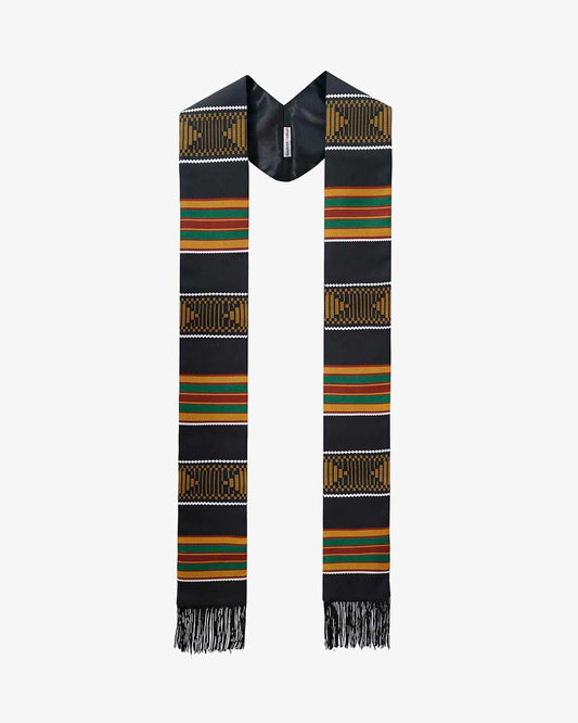 Kente Graduation Stole with Black Tassel - Graduation Gown