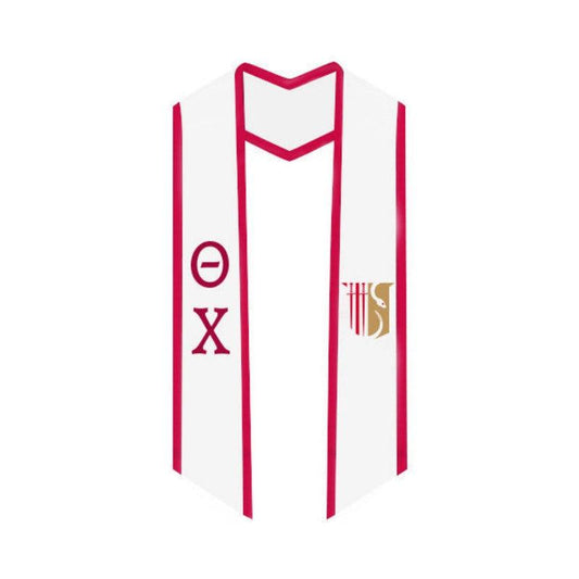 Theta Chi Trimmed Greek Lettered Graduation Stole W/ Crest - Graduation Gown 