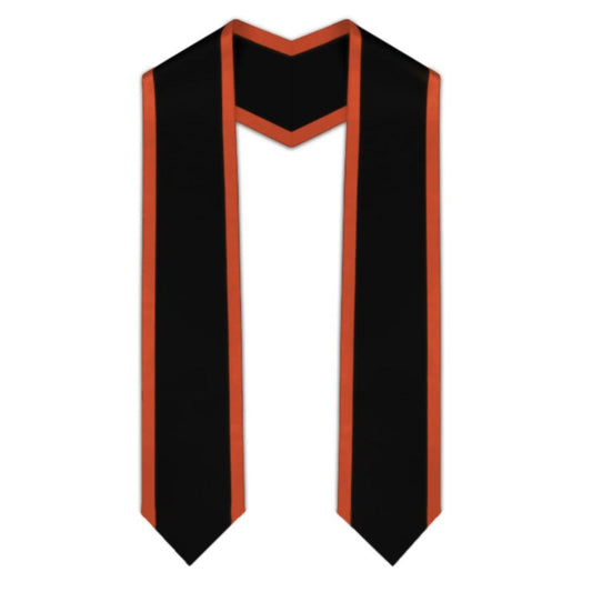 Black Pointed Graduation Stole with Orange Trim - Graduation Seller