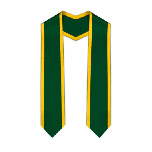 Hunter Green Pointed Graduation Stole with Gold Trim - Graduation Seller