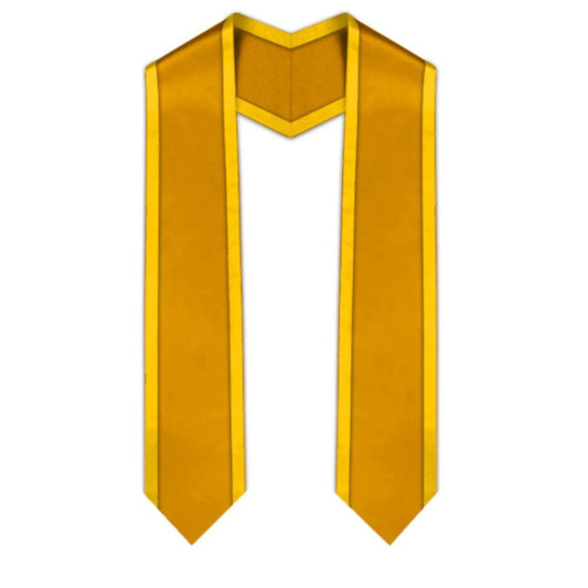 Antique Gold Pointed Graduation Stole with Gold Trim - Graduation Seller