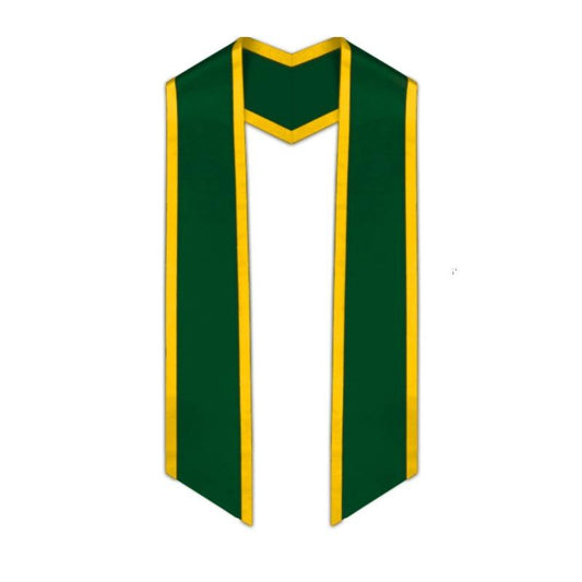 Hunter Green Slanted Graduation Stole with Gold Trim - Graduation Seller