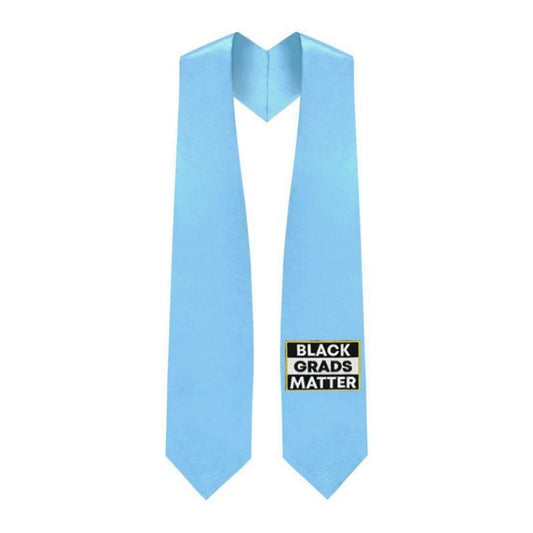 Light Blue BLACK GRADS MATTER Graduation Stole - Graduation Gown 