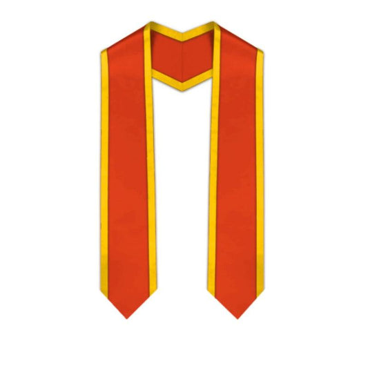 Orange Pointed Graduation Stole with Gold Trim - Graduation Seller