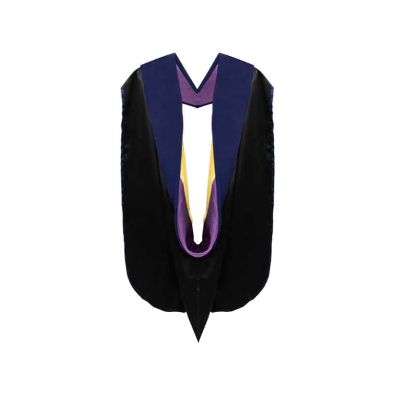 PhD Doctor Hood Dark Blue Velvet - Purple & Golden Yellow - Graduation Gown 