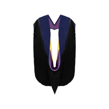 PhD Doctor Hood Dark Blue Velvet - Purple & Golden Yellow - Graduation Gown 