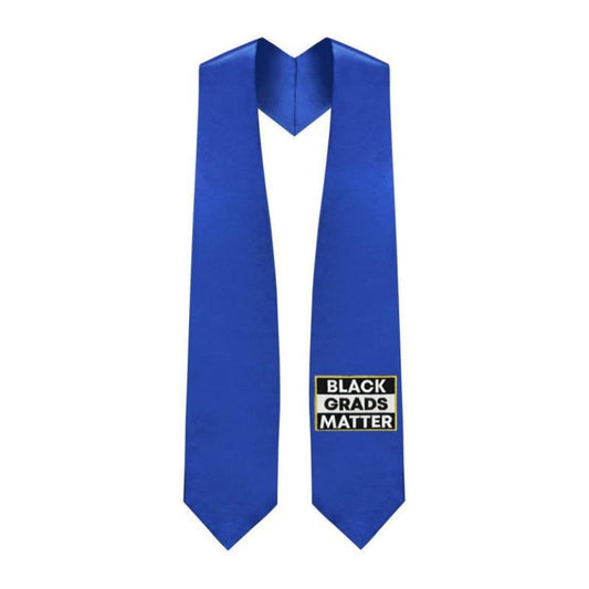 Royal Blue BLACK GRADS MATTER Graduation Stole - Graduation Gown 