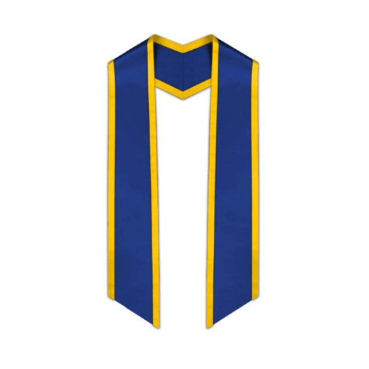 Royal Blue Slanted Graduation Stole with Gold Trim - Graduation Seller