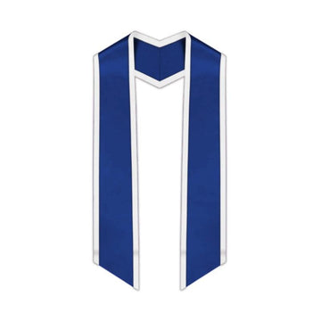 Royal Blue Slanted Graduation Stole with White Trim - Graduation Gown 