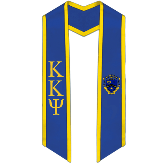 Kappa Kappa Psi Trimmed Greek Lettered Graduation Stole w/ Crest - Graduation Gown 