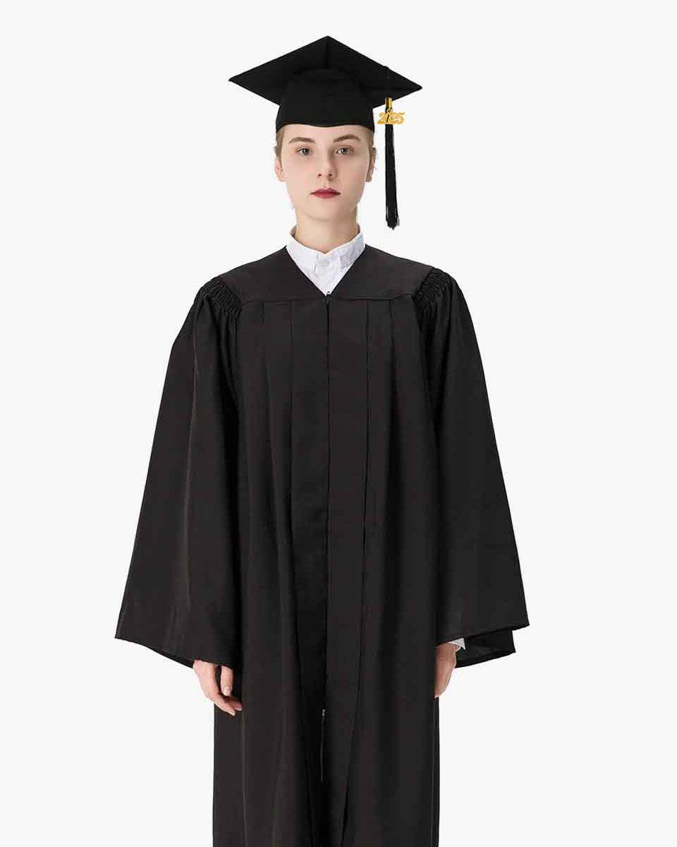 Deluxe Fluted Bachelor Graduation Gown Cap Tassel Package - Graduation Gown 