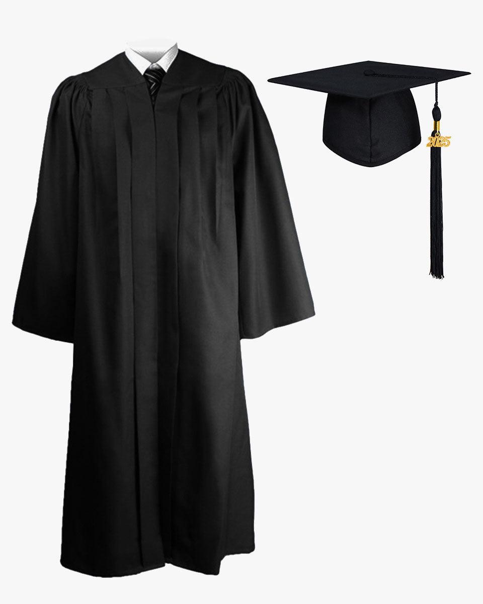 Deluxe Fluted Bachelor Graduation Gown Cap Tassel Package - Graduation Gown 
