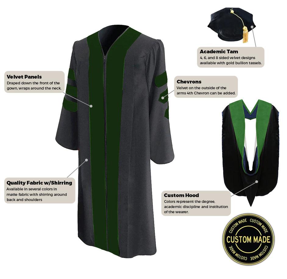 Custom Classic Doctoral Gown, Tam and Hood Package for UC Berkeley - Graduation Gown 