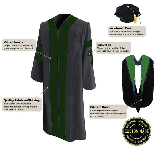 Custom Classic Doctoral Gown, Tam and Hood Package for UC Berkeley - Graduation Gown 