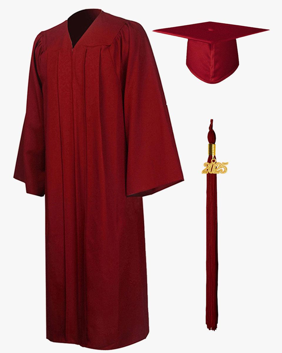 High School Premium Matte Graduation Cap, Gown, Tassel & Stole Package - Graduation Gown 