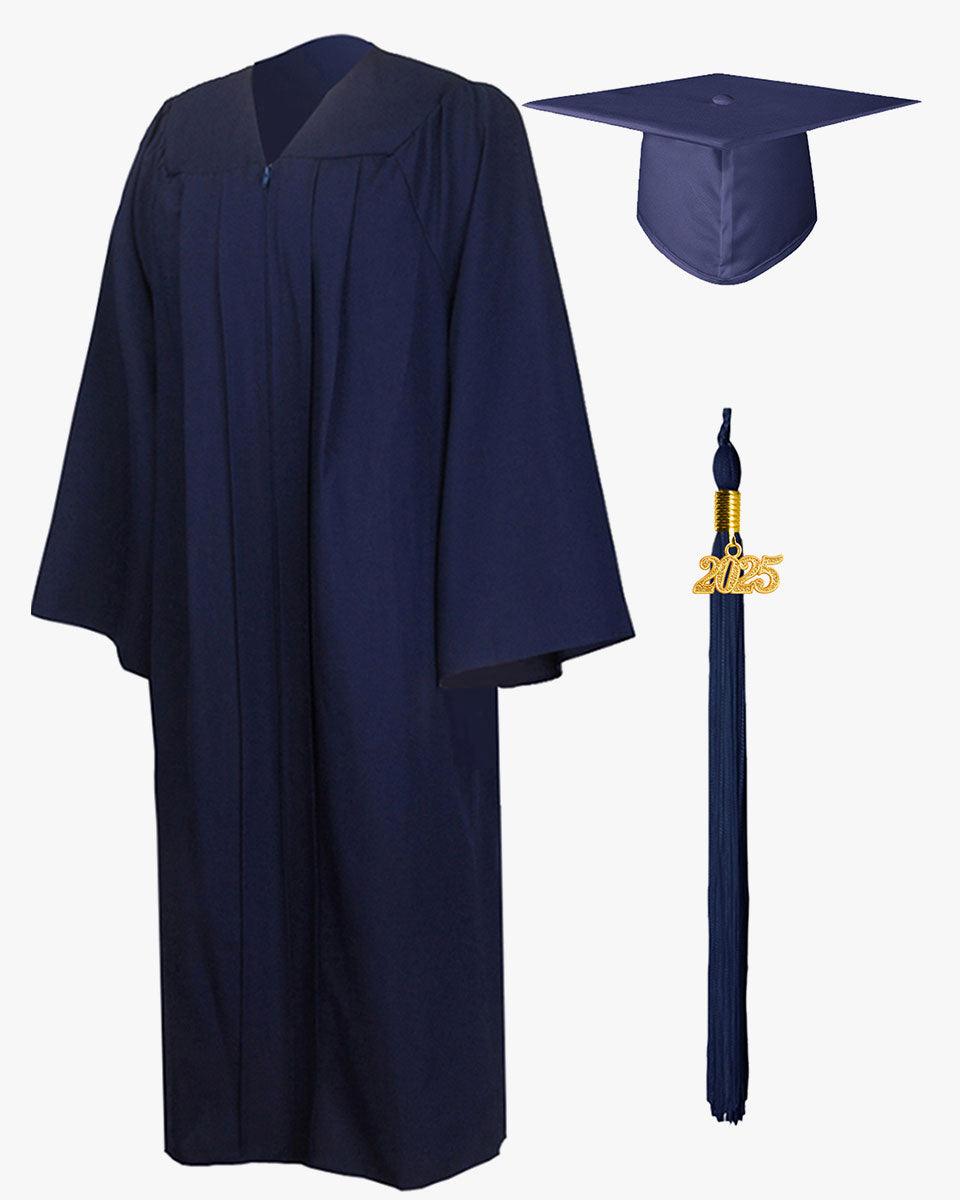 High School Premium Matte Graduation Cap, Gown, Tassel & Stole Package - Graduation Gown 