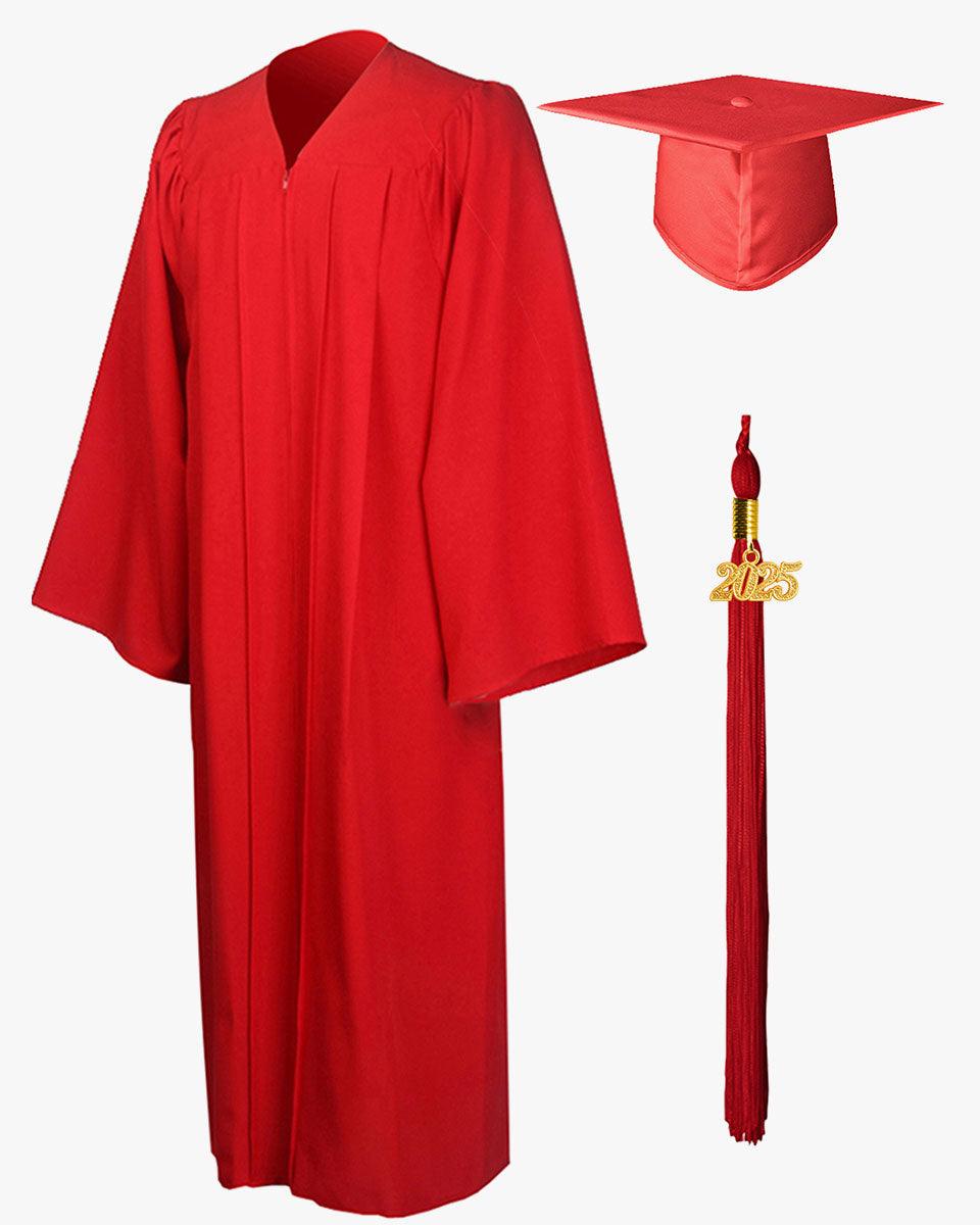 High School Premium Matte Graduation Cap, Gown, Tassel & Stole Package - Graduation Gown 