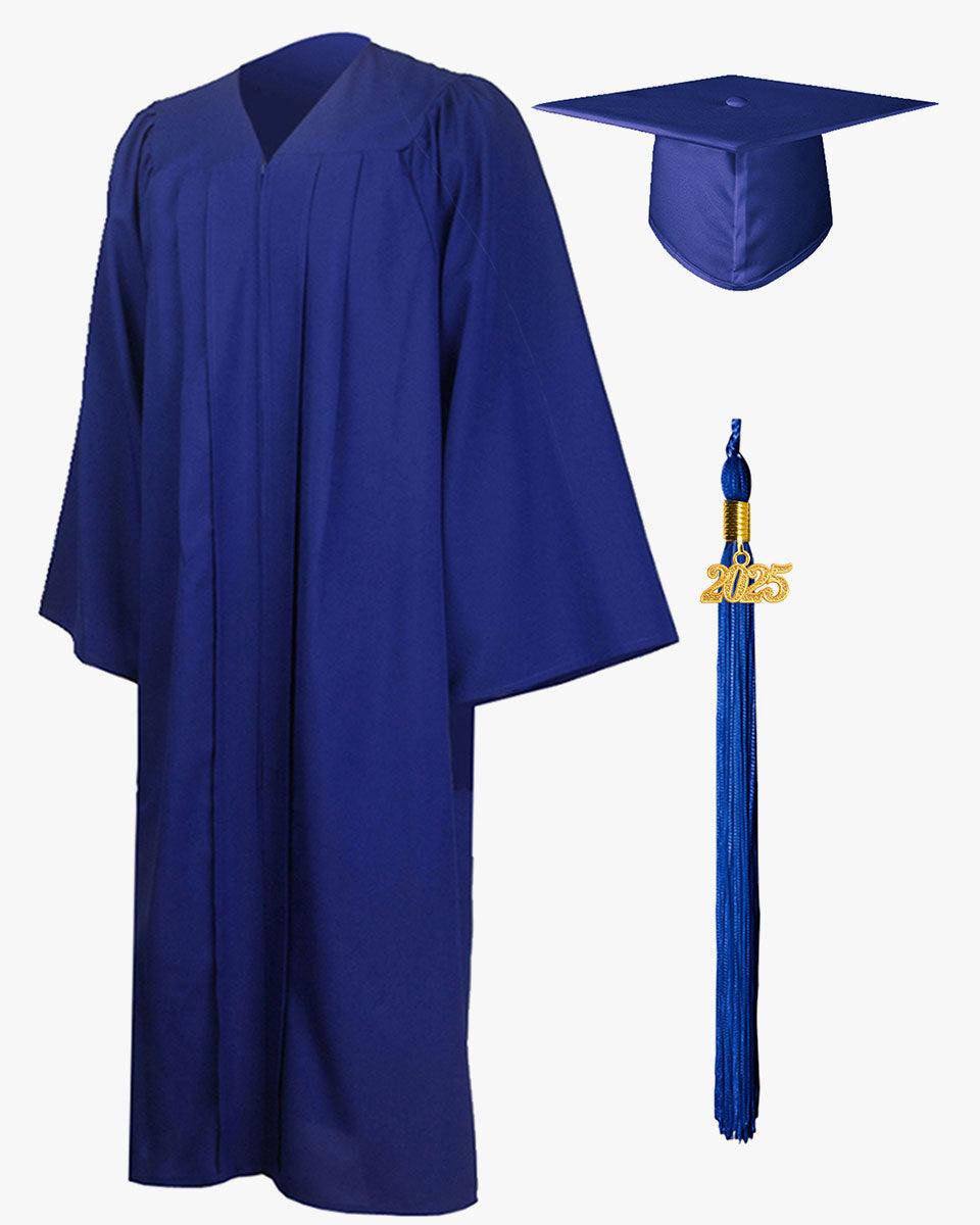High School Premium Matte Graduation Cap, Gown, Tassel & Stole Package - Graduation Gown 