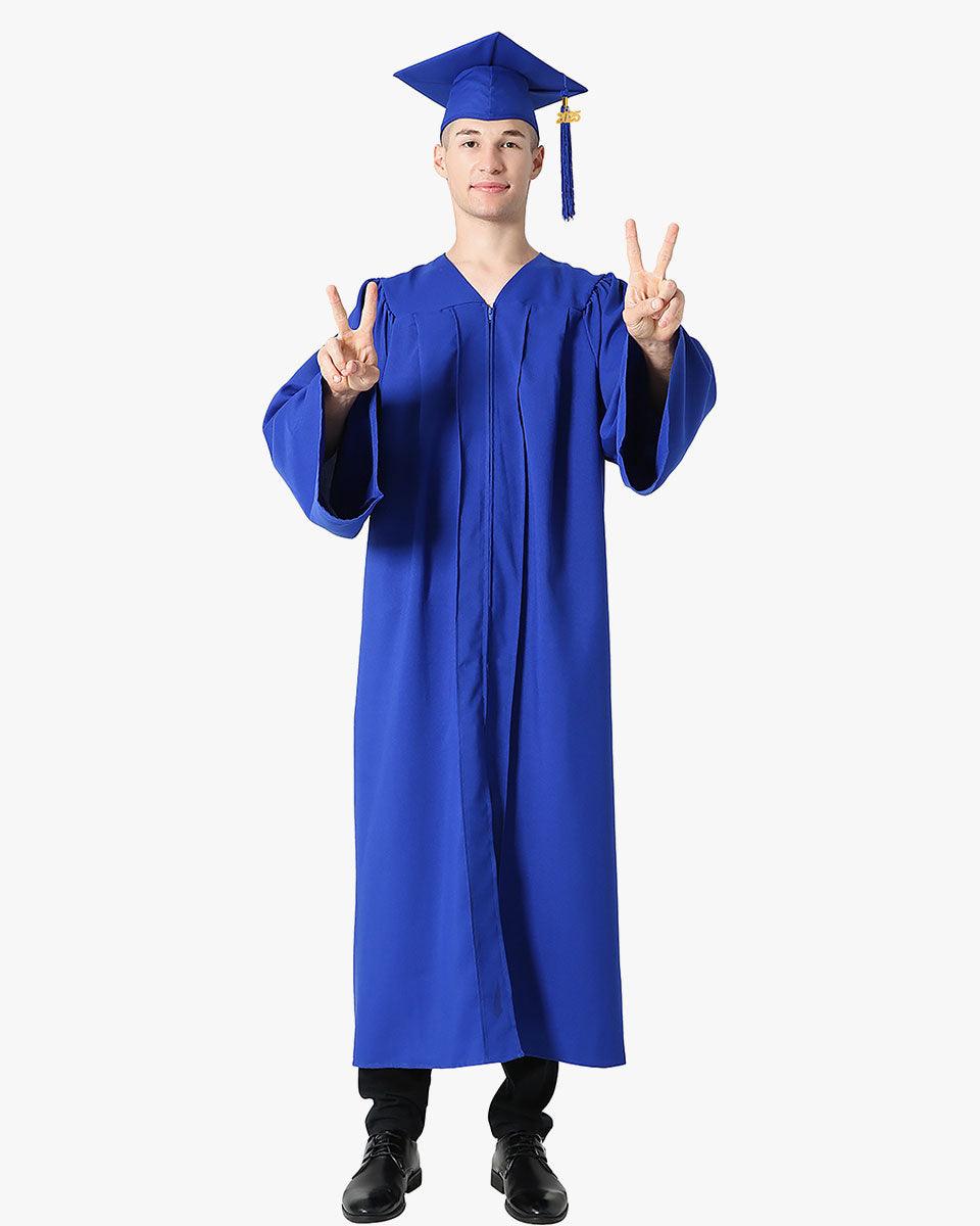 High School Premium Matte Graduation Cap, Gown, Tassel & Stole Package - Graduation Gown 