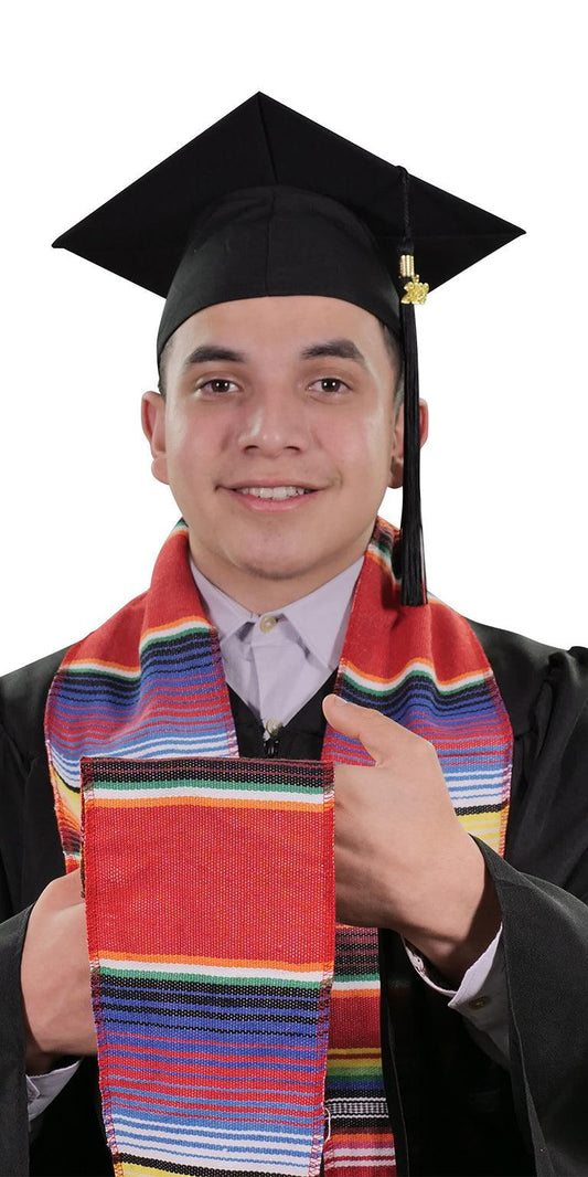 Red Mexican Serape Graduation Stole/Sash - Graduation Gown 