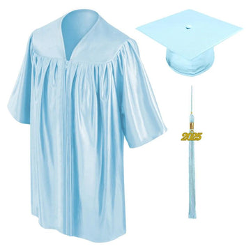 Shiny Light Blue Kindergarten/Preschool Cap & Gown - Graduation Gown 