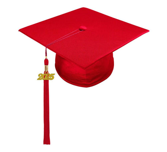 Shiny Red Elementary Cap & Tassel - Graduation Gown 
