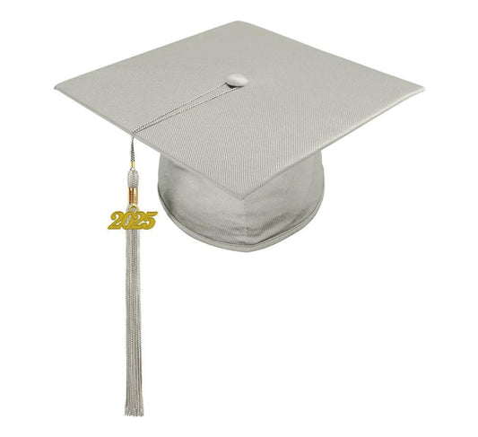 Shiny Silver High School Cap & Tassel - Graduation Gown 