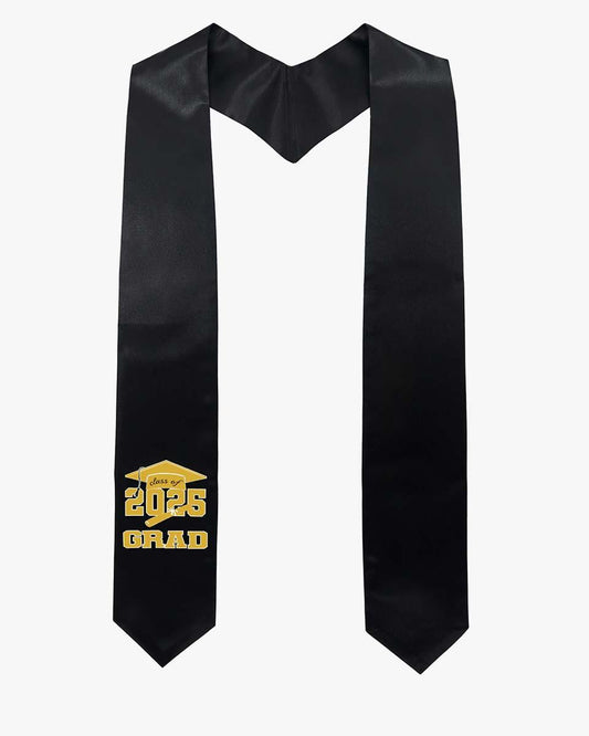 Class of 2025 Adults Imprinted Graduation Stoles with Classic End - 2 Colors Available - Graduation Gown 