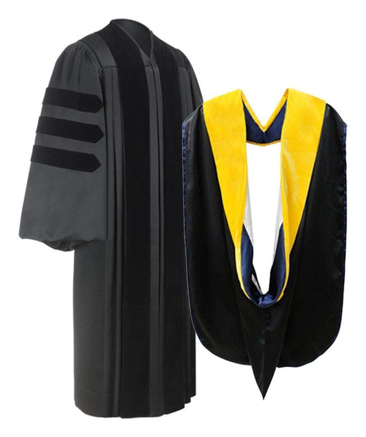 Deluxe Doctoral Academic Gown & Hood Package - Graduation Gown 