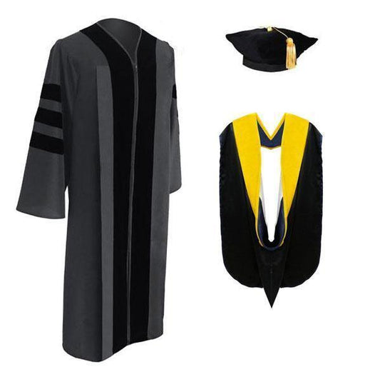 Classic Doctoral Tam, Gown & Hood Package - Graduation Gown 