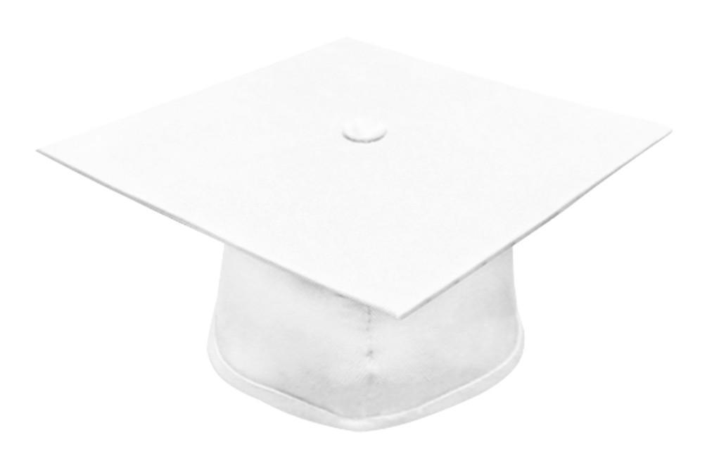 Matte White Junior High/Middle School Cap - Graduation Gown 
