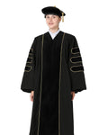 Deluxe Doctoral Tam, Gown & Hood Package - Black - Graduation Gown 