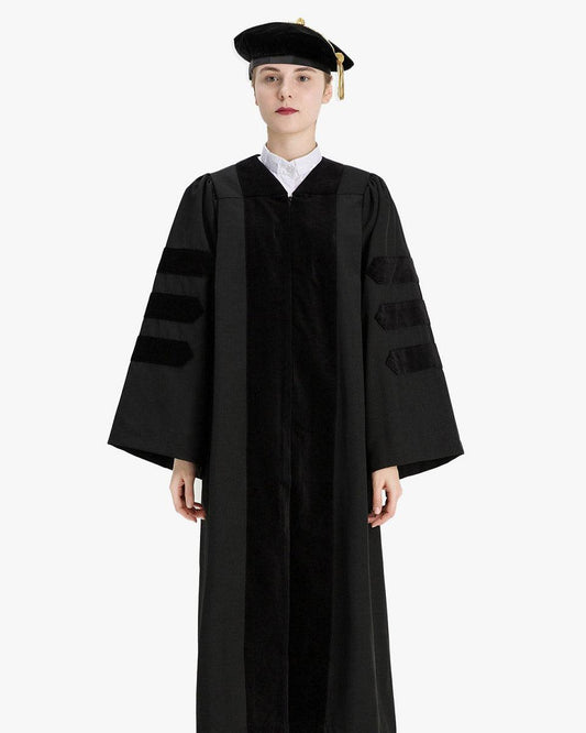 Economy Doctoral Graduation Gown, Tam & Hood Package - Graduation Gown 