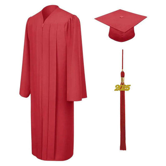 Matte Red Bachelors Academic Cap & Gown - Graduation Gown 