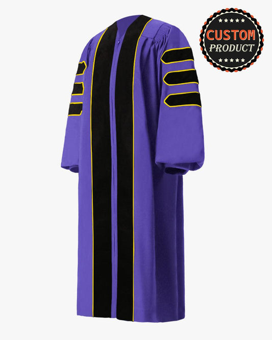 Custom Deluxe Doctoral Gown - Velvet Split - Graduation Gown 